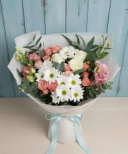 Букет цветов из:  Розы, Лизиантусы и Хризантемы в Куруше