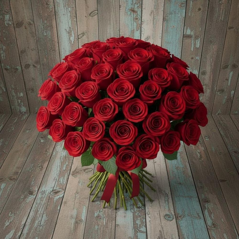 Букет 55 Красных роз Фридом в Куруше