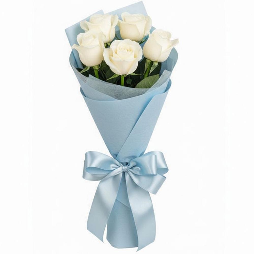 Букет 5 Белых роз Проуд в Куруше