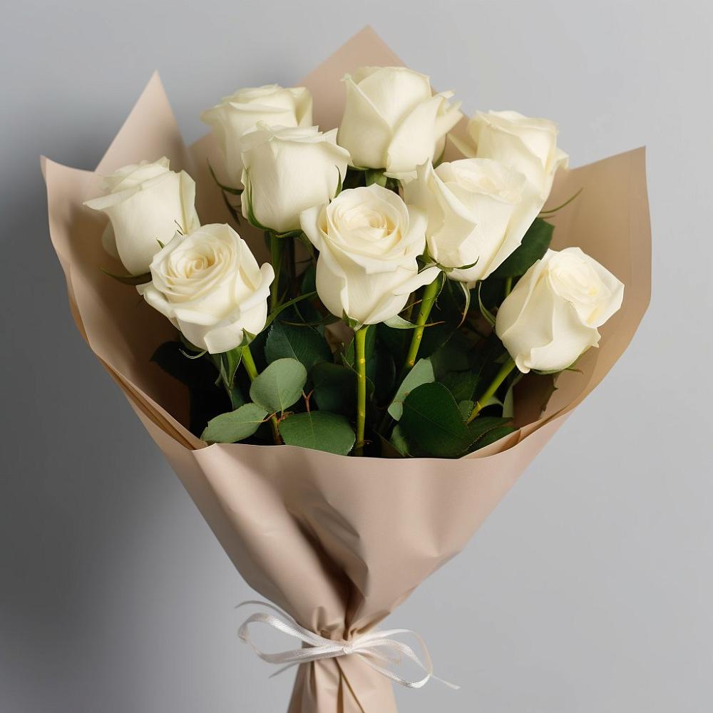 Букет 9 Белых роз Эдлесс Лав в Куруше