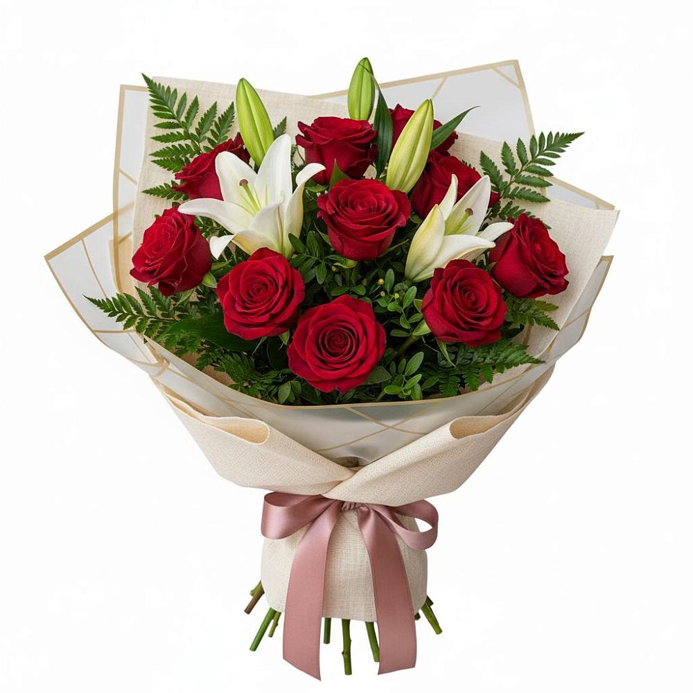 Букет цветов из: Лилии и Розы в Куруше