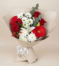 Букет цветов из:  Розы, Хризантемы, Герберы и Лилии в Куруше