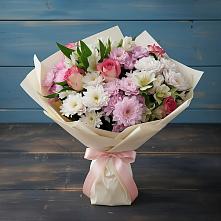 Букет цветов из:  Хризантемы, Альстромерии и Розы в Куруше