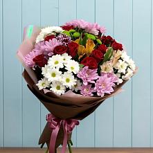 Букет цветов из:  Розы, Хризантемы и Альстромерии #REPLACE_PRED# Куруше