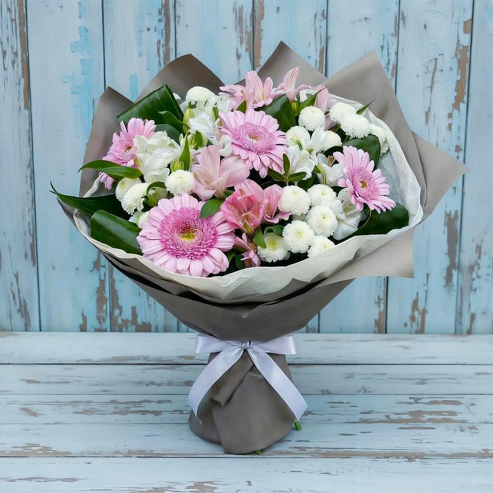 Букет цветов из: Герберы, Альстромерии и Хризантемы в Куруше
