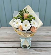 Букет цветов из:  Герберы, Розы и Хризантемы в Куруше